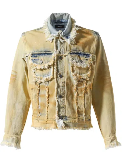 Egonlab Frayed-edge Denim Jacket In Yellow