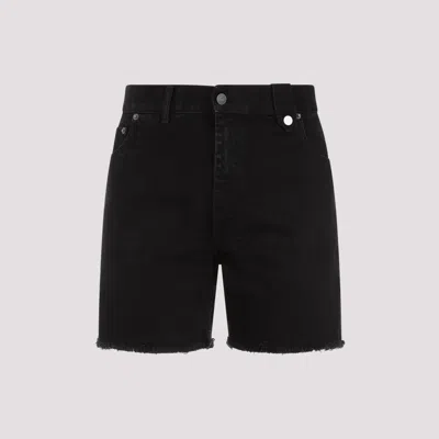Egonlab Frayed-hem Denim Shorts In Black