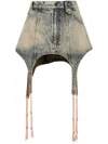 Egonlab Garter-detail Denim Mini Skirt In Blue