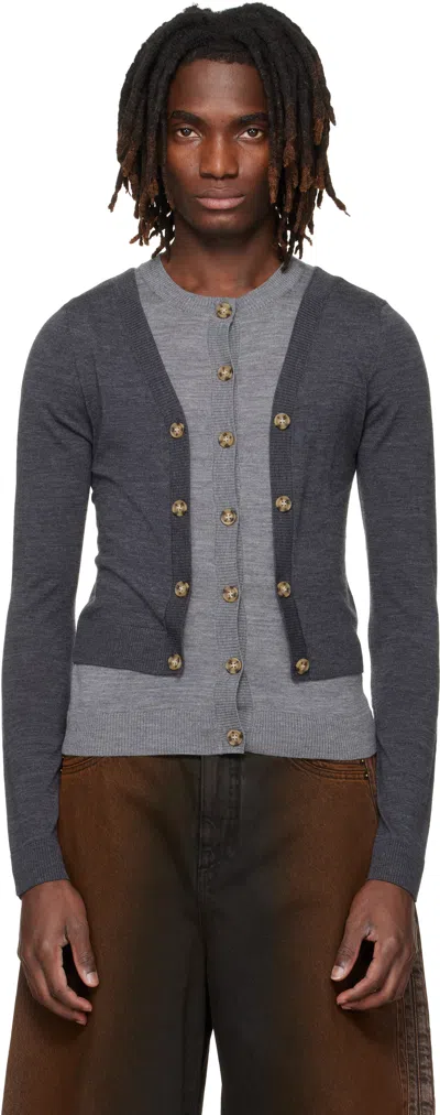 Egonlab Gray Illusion Layered Cardigan
