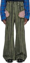 Egonlab Gray Openwork Jeans In Tartan Denim
