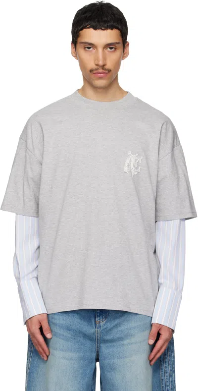 Egonlab Gray Sculpted Cotton Shirt T-shirt In Animal Print