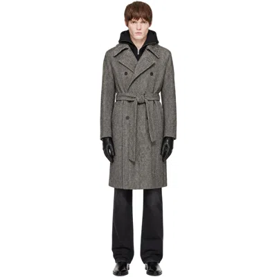 Egonlab Gray Structured Coat In Aw26-008 Black & Whi