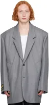 Egonlab Gray Wool Blazer In Grey Wool