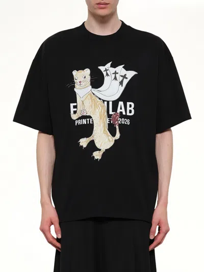 Egonlab Hermine Print Cotton T-shirt In Black