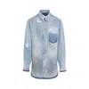 Egonlab Distressed Denim Overshirt In Blue