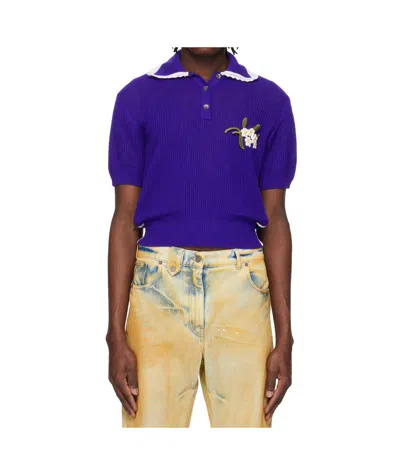 Egonlab Knit Polo In Navy Blue / Biais