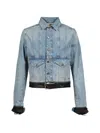 Egonlab Leather-strap Denim Jacket In Blue