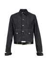 Egonlab Leather-strap Denim Jacket In Blue
