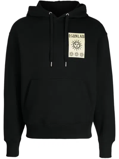 Egonlab Logo-patch Cotton Hoodie In Black