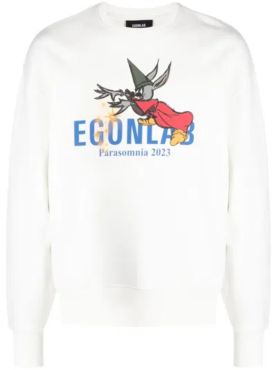 Egonlab Logo-print Cotton Jumper In White