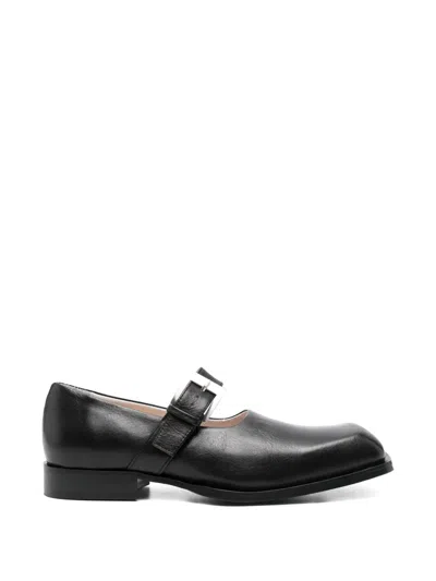 Egonlab Moran Buckle-strap Leather Loafers In Black