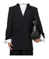 Egonlab Oversized Double-breasted Wool Suit Jacket In Black