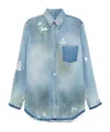 Egonlab Distressed Denim Overshirt In Blue