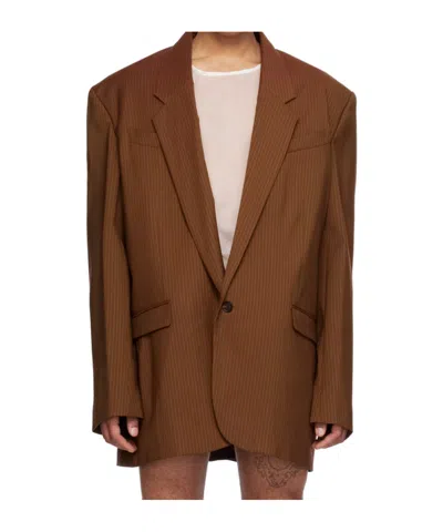 Egonlab Pinstripe Suit Coat In Brown