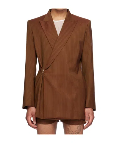 Egonlab Pinstripe Suit Coat In Brown
