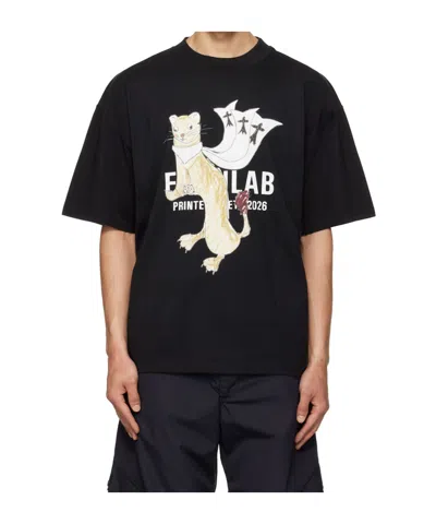 Egonlab Black Hermine Print Cotton T-shirt