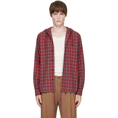 Egonlab Red Hooded Shirt In Aw26-101 Red Check