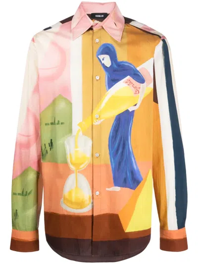 Egonlab Sandman Cotton Shirt In Orange