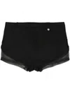 Egonlab Sheer Panelling Wool Minishorts In Black