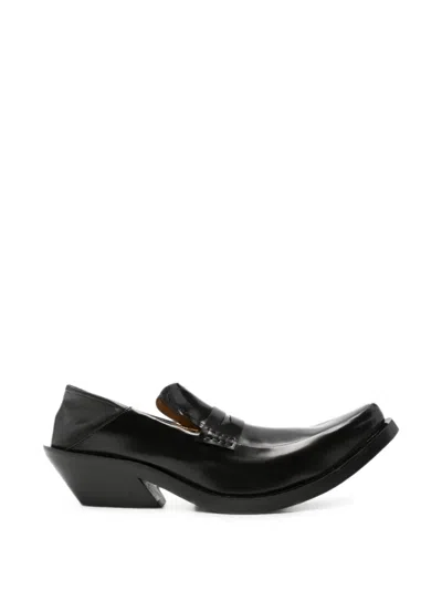 Egonlab Spike Leather Loafers In Black