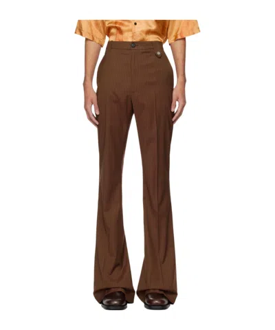Egonlab Striped Casual Pants In Brown