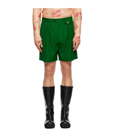 Egonlab Sugar Rene Wool Shorts In Green Wool