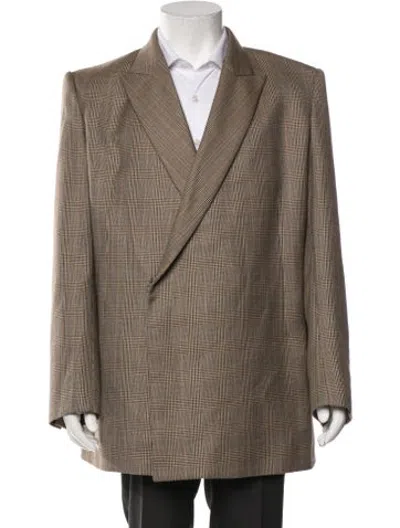 Pre-owned Egonlab Virgin Wool Plaid Print Blazer In Multicolor