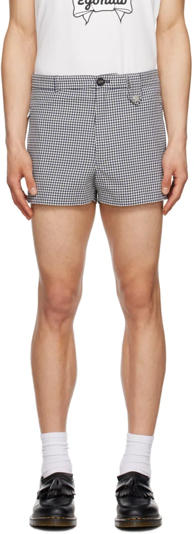 Egonlab White & Navy Dorothy Shorts In Pied De Poule
