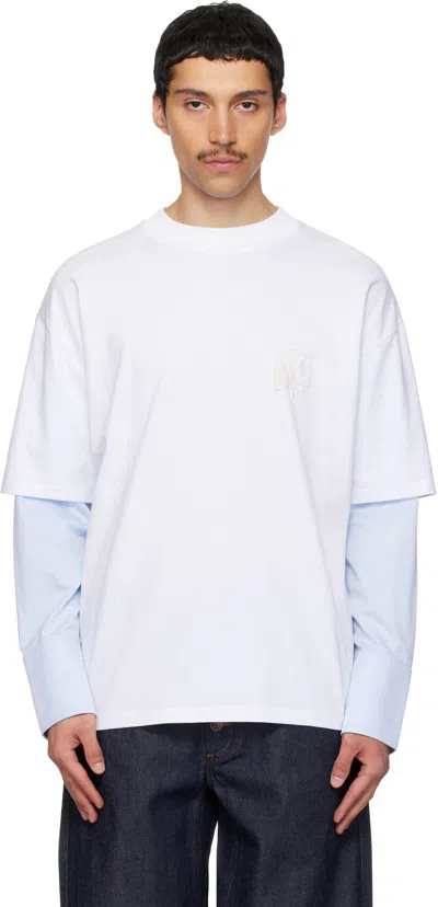 Egonlab White Sculpted Cotton Shirt T-shirt In Multi