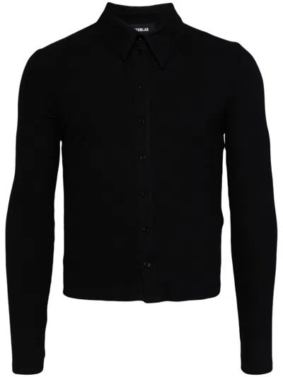 Egonlab Wool Button-up Cardigan In Black