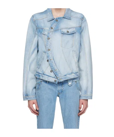 Egonlab Wrap Around Denim Coat In Blue