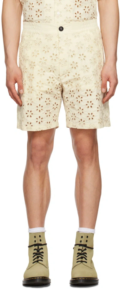 Egonlab Elastic Cotton Shorts In Flower Embrodery