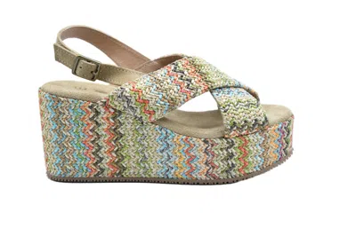 Ehm Multicolour Woven Low Sandals With Stylish Wedge Design In Neutral