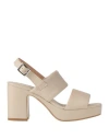 Ehm Shoes Woman Sandals Beige Size 8 Leather In Beige