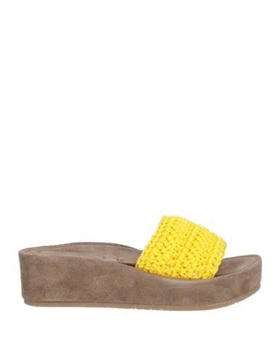 Ehm Shoes Woman Sandals Yellow Size 8 Textile Fibers