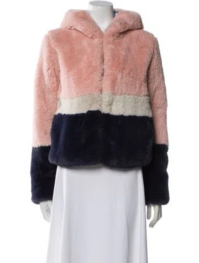 Pre-owned Ei8ht Dreams Colorblock Pattern Faux Fur Jacket In Orange