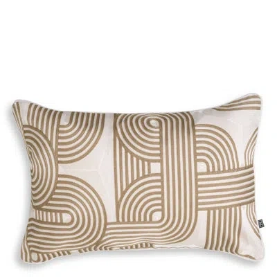 Eichholtz Abacas Rayon/viscose Lumbar Rectangular Pillow Cover & Insert In Beige,white Geometric