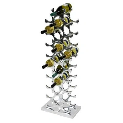 Eichholtz Alboran Stand Alone 27 Bottle Floor Wine Bottle Rack In Polished Aluminium