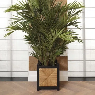 Eichholtz Aruba Handmade Planter Box In Classic Black,natural Sea Grass Rush