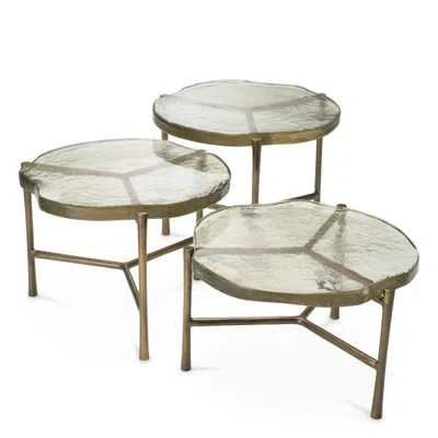 Eichholtz Baldovini Glass Top Nesting Coffee Table In Gold