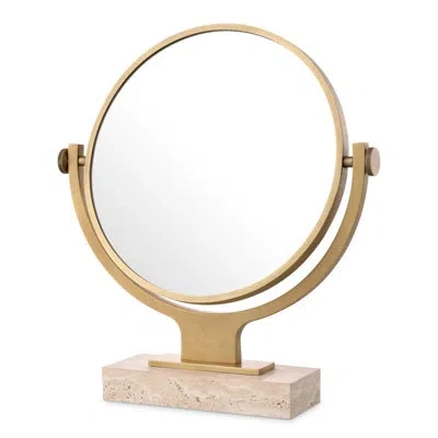 Eichholtz Briancon Makeup / Shaving Mirror In Antique Brass