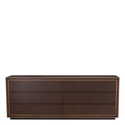 Eichholtz Camelot 6 - Drawer Dresser In Brown Oak,brushed Brass
