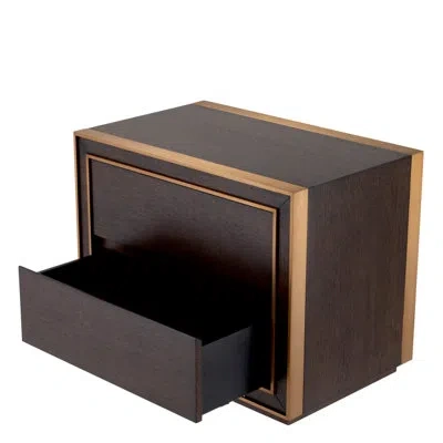 Eichholtz Camelot Block 2 - Drawer End Table In Brass;brown