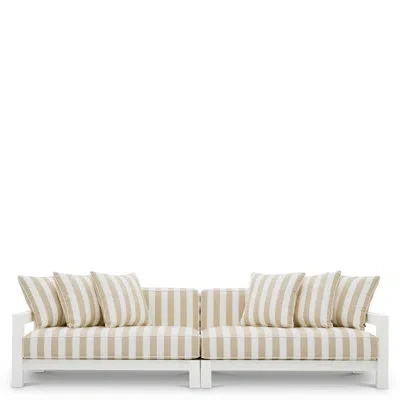 Eichholtz Cap-antibes 107.68'' Wide Straight Metal Patio Sofa With Cushions In Neutral