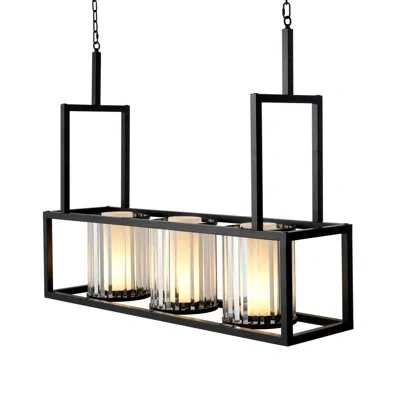 Eichholtz Carducci 3-light Kitchen Island Linear Pendant In Black