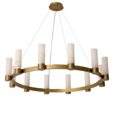 Eichholtz Castro 12 - Light Wagon Wheel Chandelier In Antique Brass