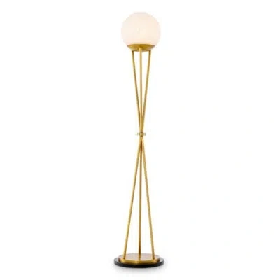 Eichholtz Cdj Floor Lamp Izzy Antique Brass Finish Alabaster In Gold