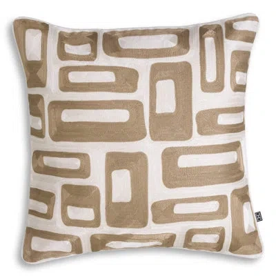 Eichholtz Cerva Rayon/viscose Throw Square Pillow Cover & Insert In Beige,white Geometric