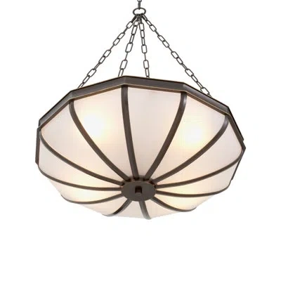 Eichholtz Chandelier Jenkins Bronze Highlight Finish White Glass In Brown